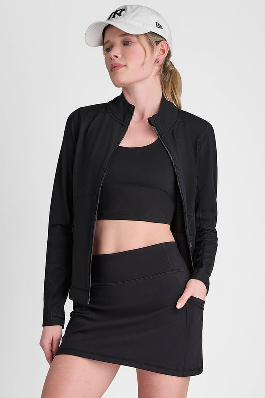 FUNNEL NECK FULL ZIP JACKET Black | DKNY