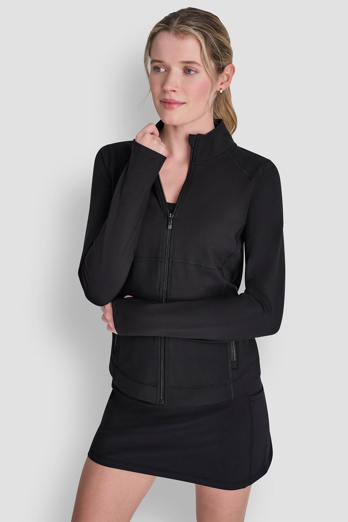 FUNNEL NECK FULL ZIP JACKET Black | DKNY