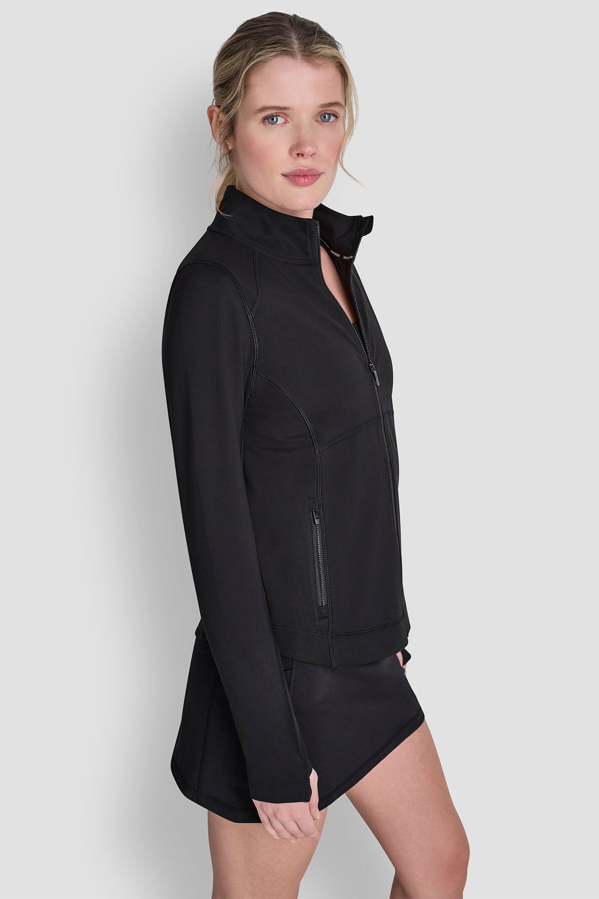 FUNNEL NECK FULL ZIP JACKET Black | DKNY