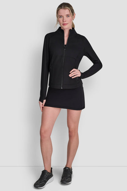 FUNNEL NECK FULL ZIP JACKET Black | DKNY