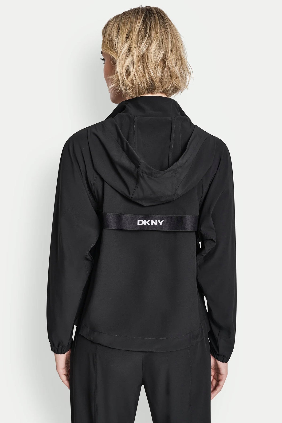 LOGO HOODED SHORT JACKET Black | DKNY