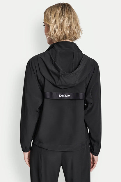 LOGO HOODED SHORT JACKET Black | DKNY