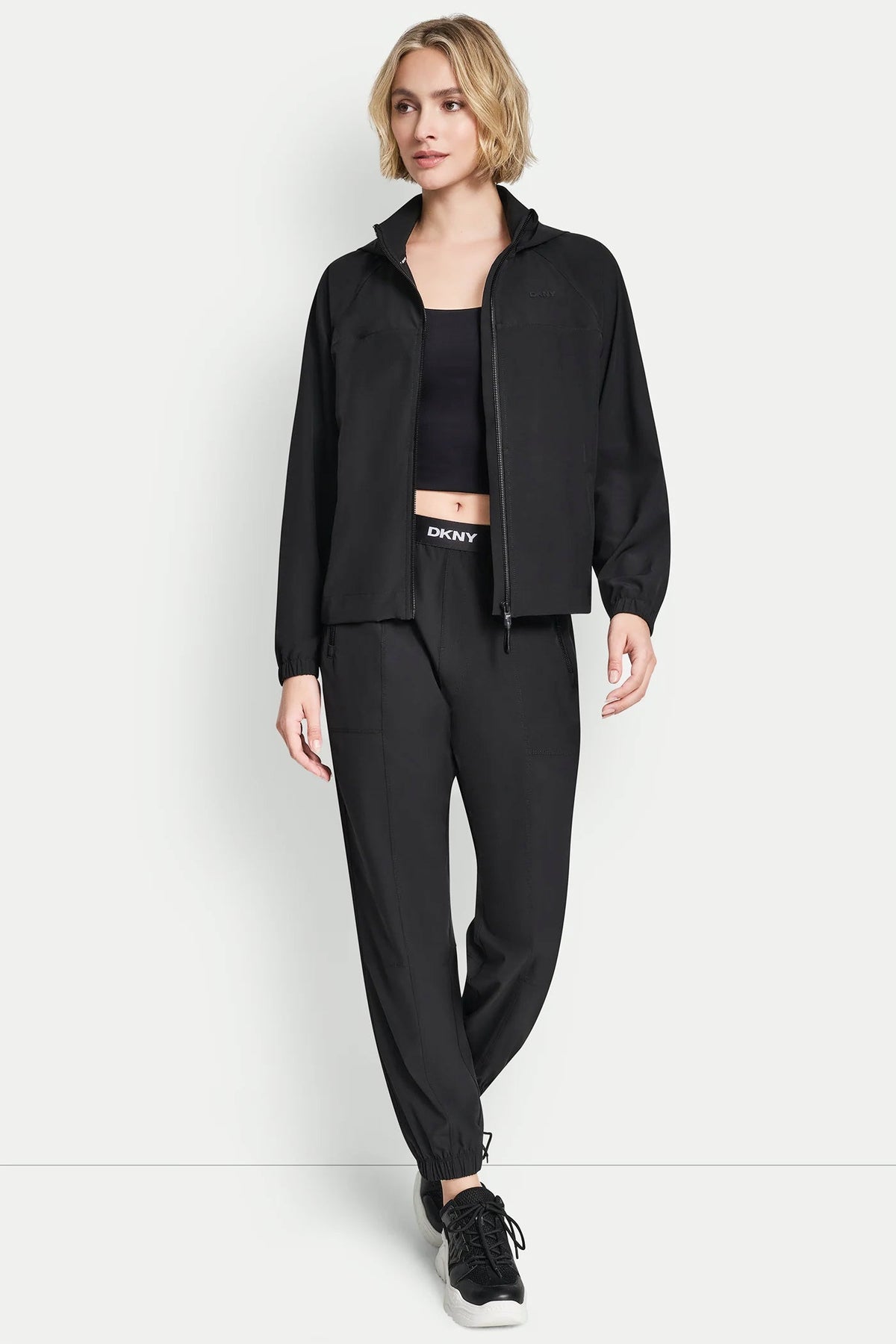 LOGO HOODED SHORT JACKET Black | DKNY