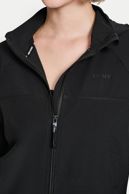 LOGO HOODED SHORT JACKET Black | DKNY