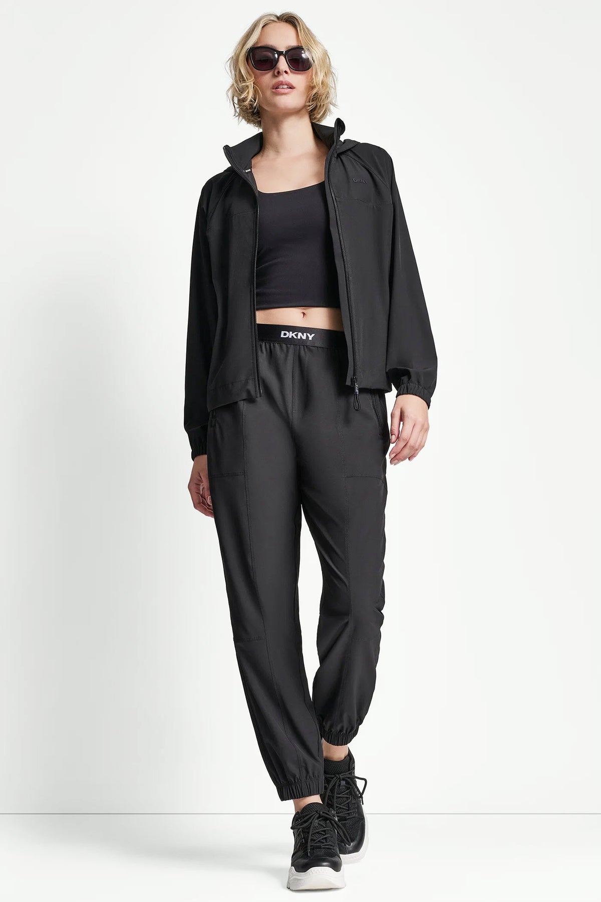 LOGO HOODED SHORT JACKET Black | DKNY