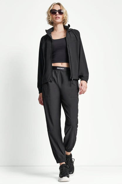 LOGO HOODED SHORT JACKET Black | DKNY
