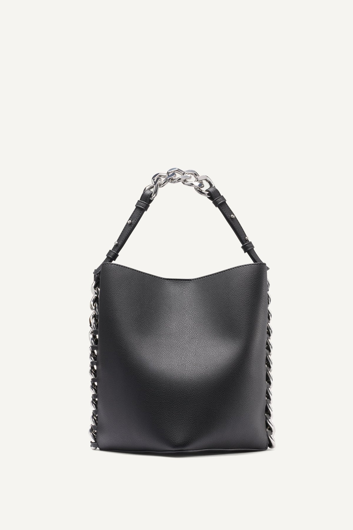 RIONA CHAIN-TRIMMED BUCKET BAG Black | DKNY