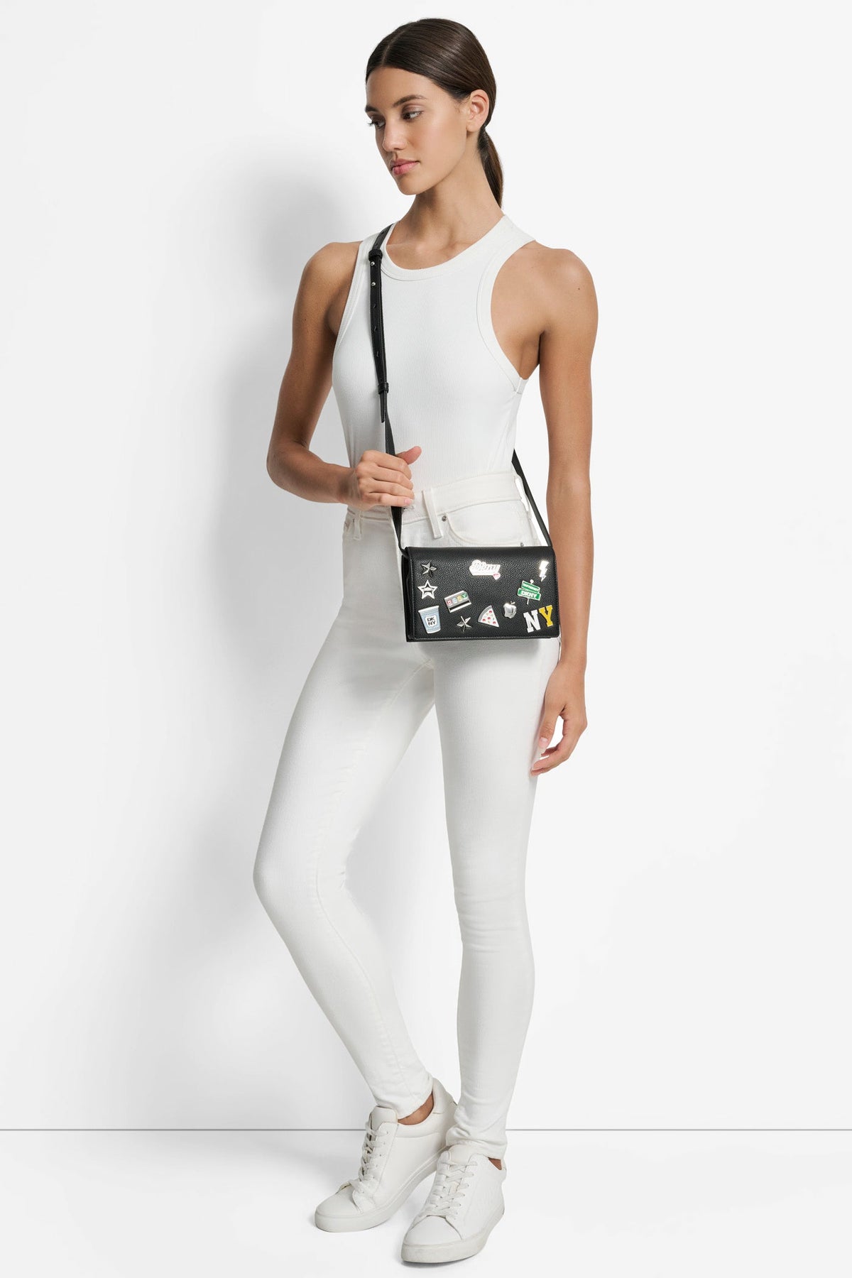 ETTA WALLET ON A STRING BLACK/SILVER | DKNY