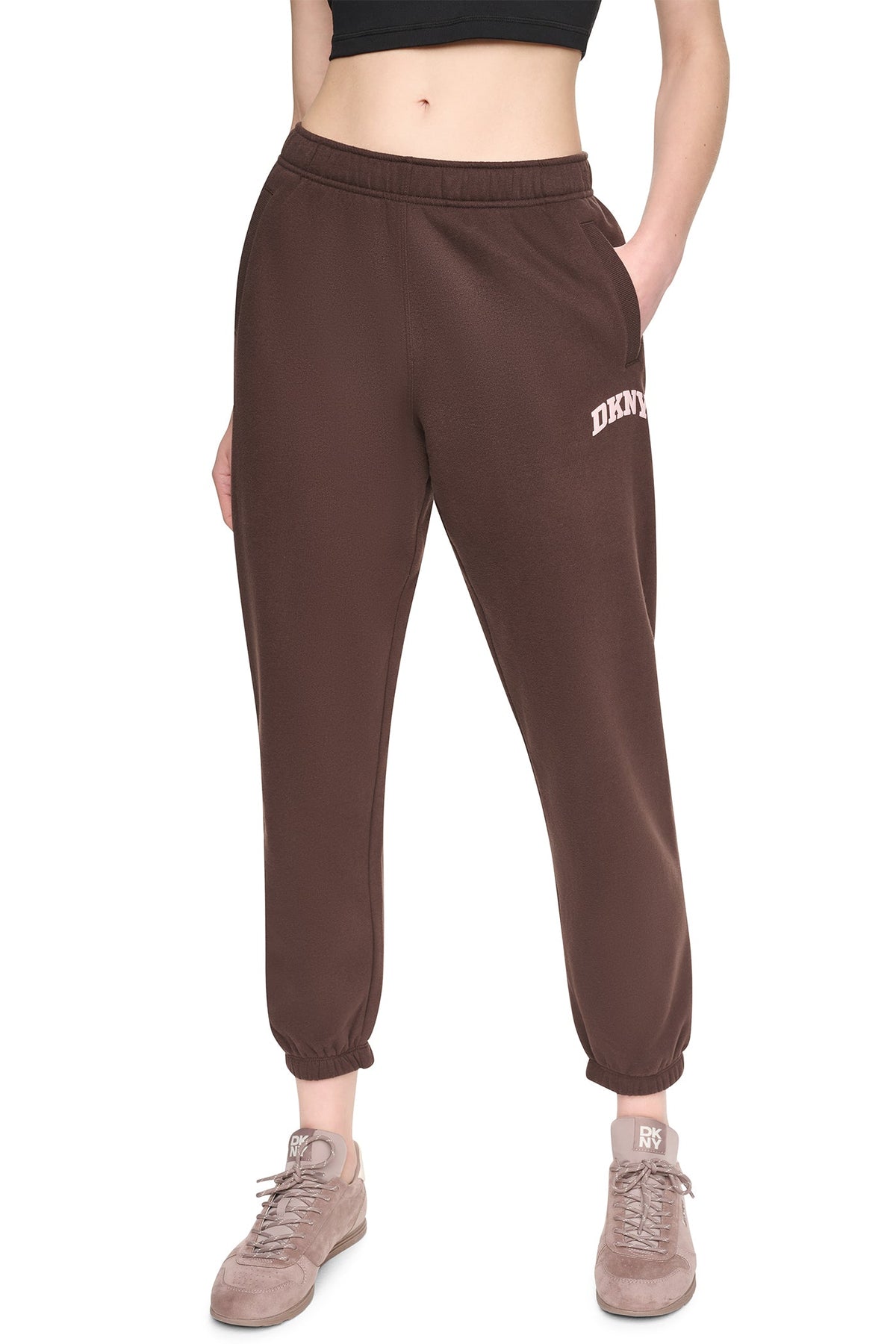 PUFF VARSITY LOGO MID-RISE JOGGER Peacoat/Oat | DKNY
