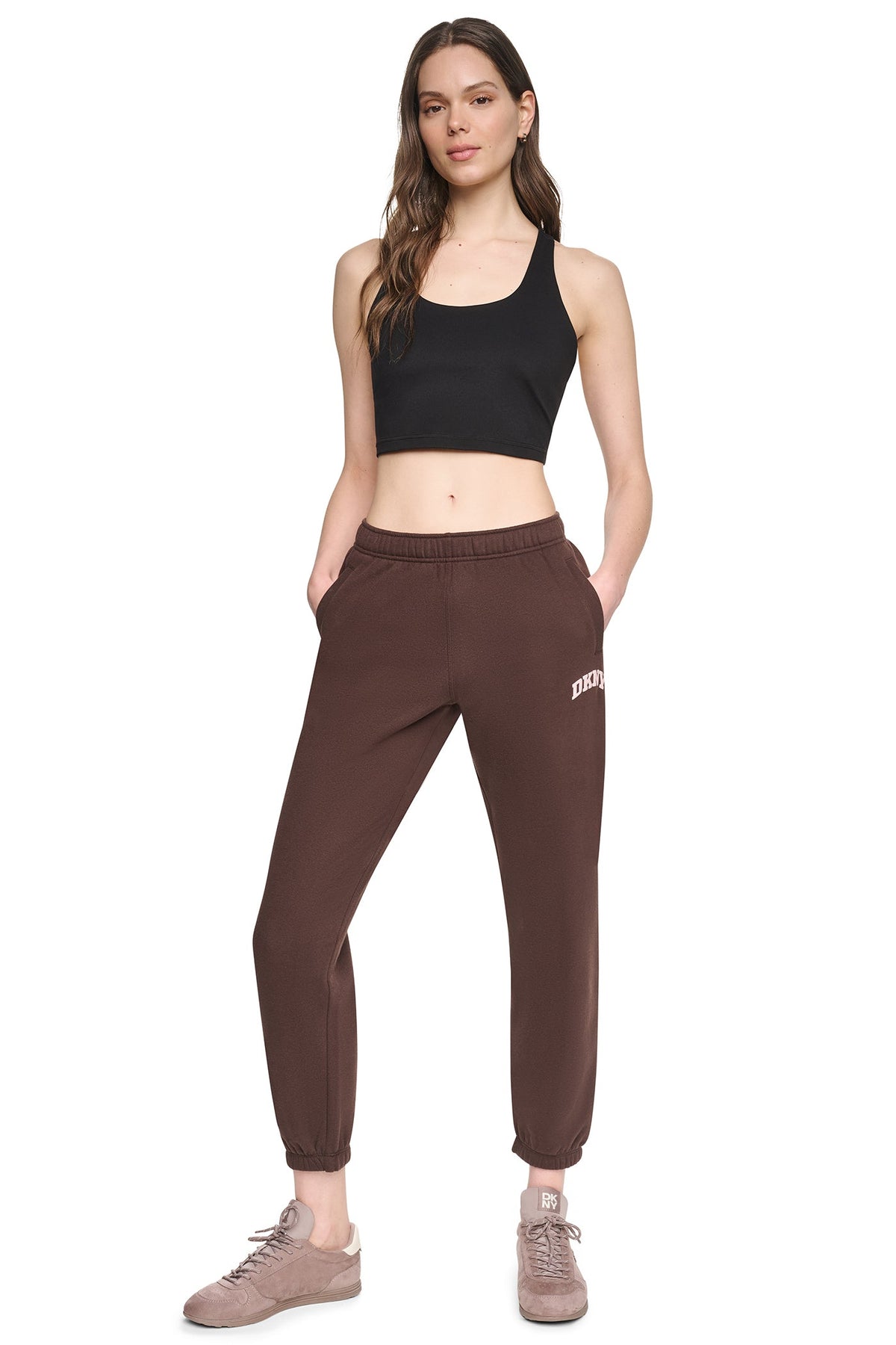 PUFF VARSITY LOGO MID-RISE JOGGER Peacoat/Oat | DKNY