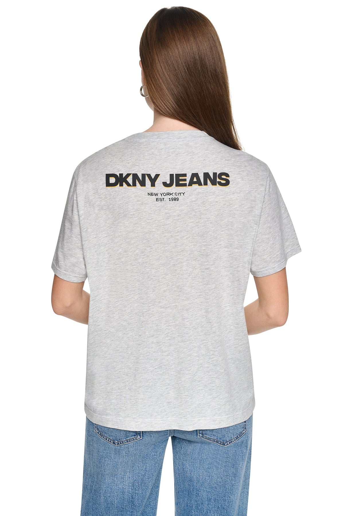 DOWNTOWN SKETCH TEE Sky Grey Heather/Taxi Cab | DKNY