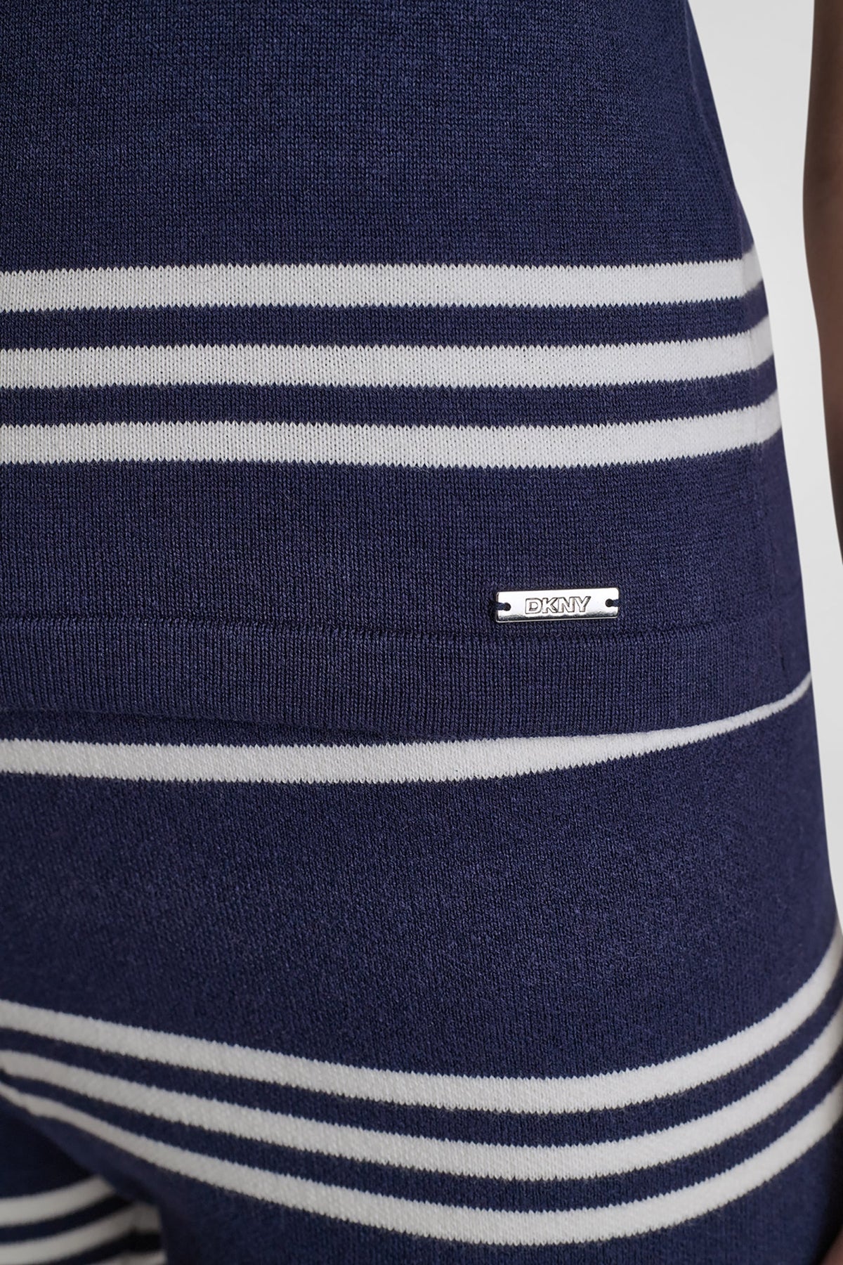 ELBOW SLEEVE STRIPED SWEATER Peacoat/Ivory | DKNY