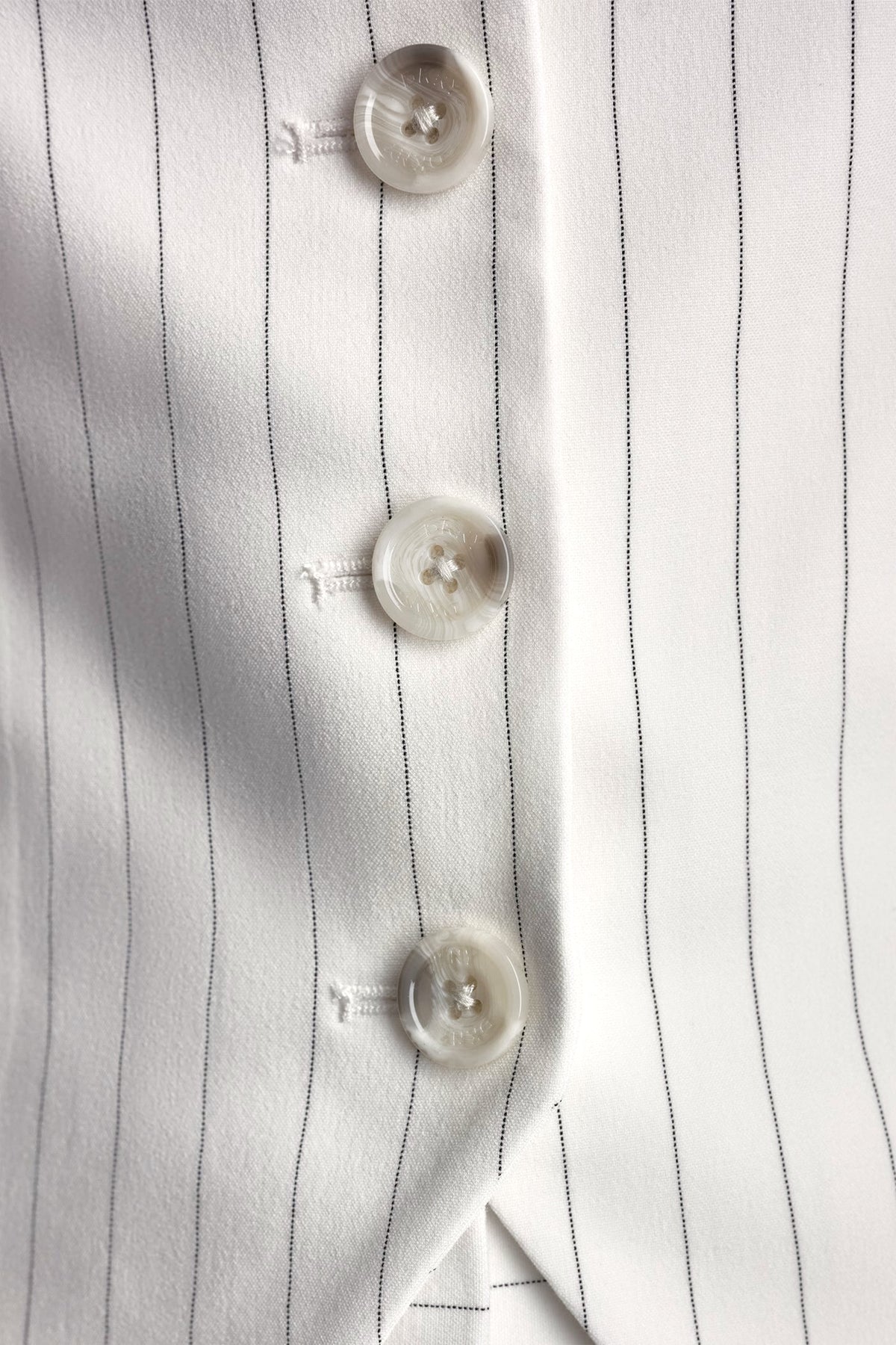 STRIPE BUTTON BLAZER VEST Ivory/Black | DKNY