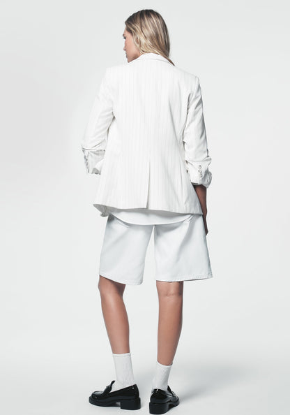 SINCHED SLEEVE ONE BUTTON BLAZER Ivory/Black | DKNY