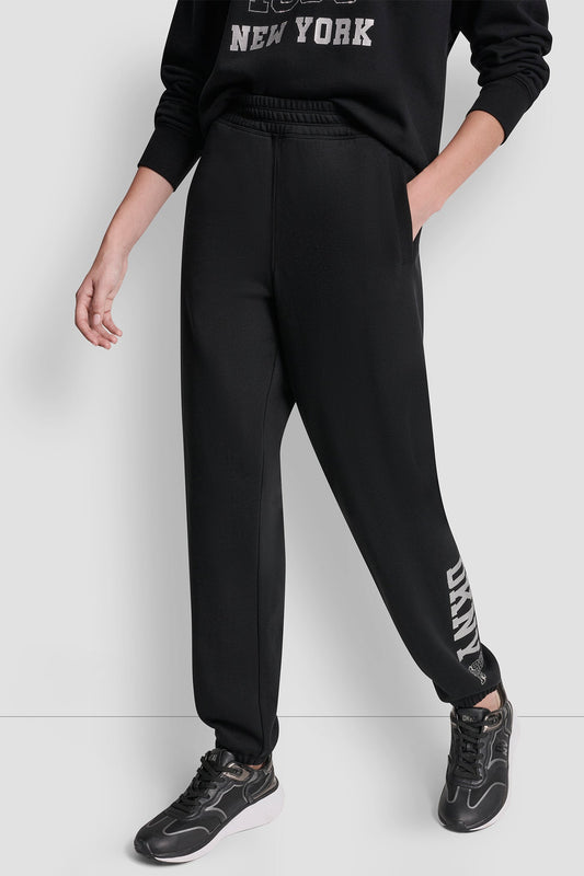 DKNY 1989 RHINESTUD LOGO JOGGER Black | DKNY