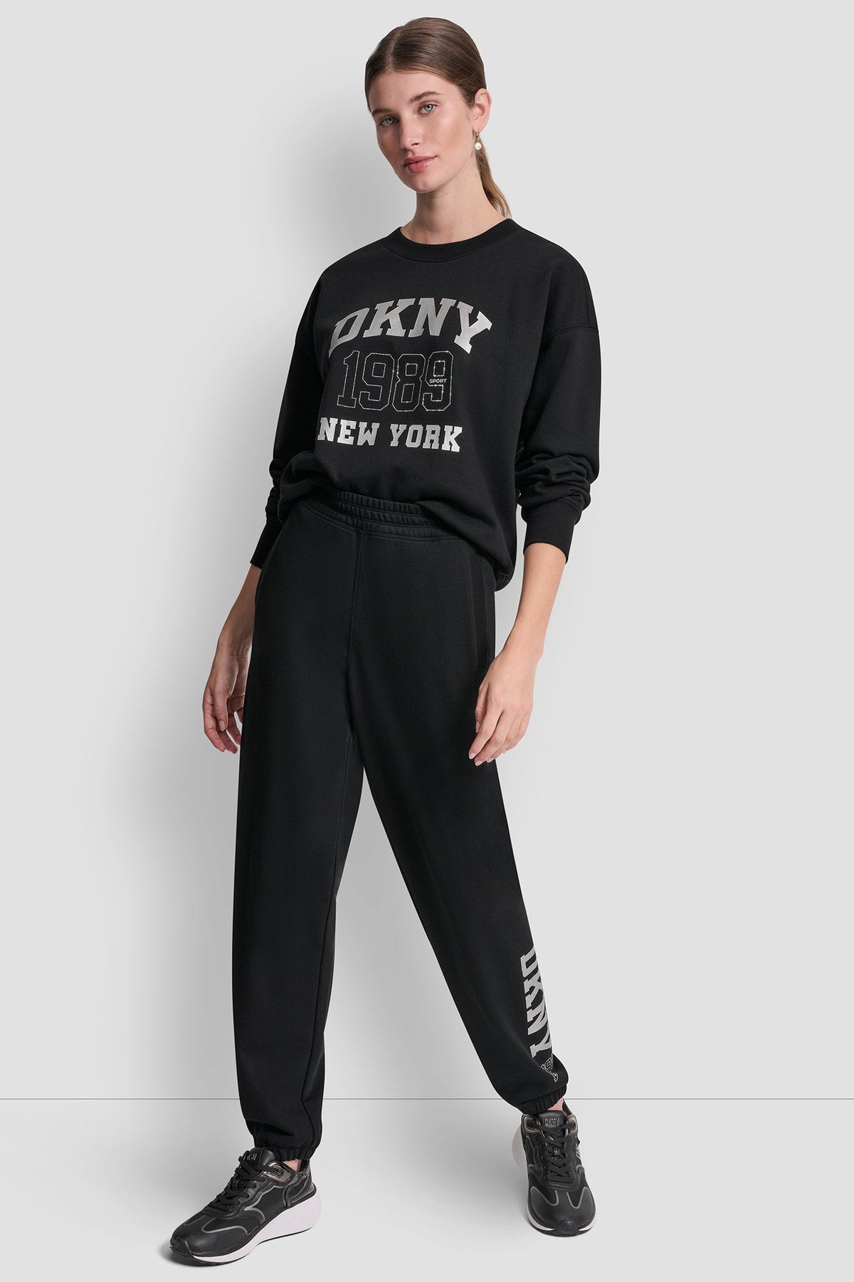 DKNY 1989 RHINESTUD LOGO JOGGER Black | DKNY