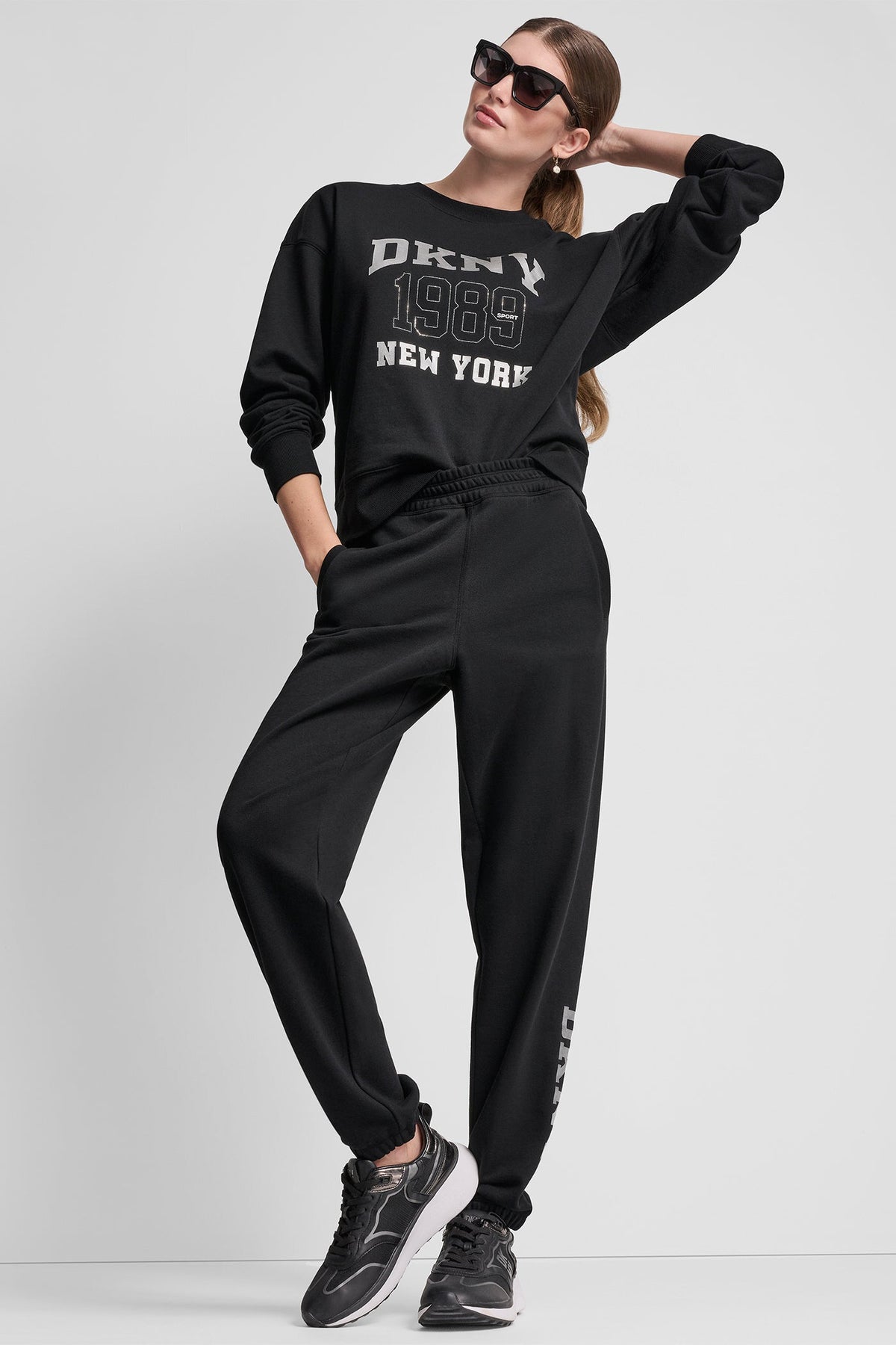 DKNY 1989 RHINESTUD LOGO JOGGER Black | DKNY