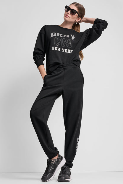 DKNY 1989 RHINESTUD LOGO JOGGER Black | DKNY