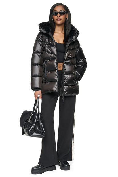 PEARALIZED HOODED PUFFER Black | DKNY