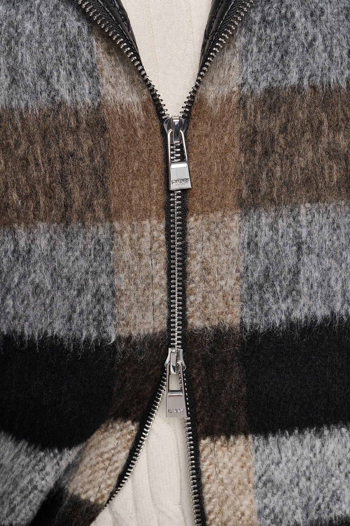 PLAID HOODED CAPE COAT Plaid Black | DKNY
