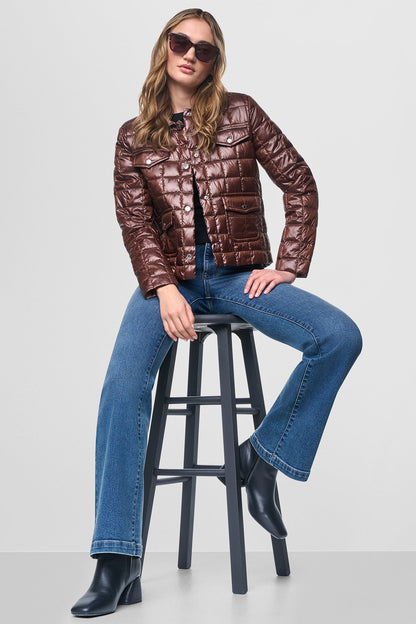 BOX QUILT PUFFER JACKET Metallic Chestnut | DKNY