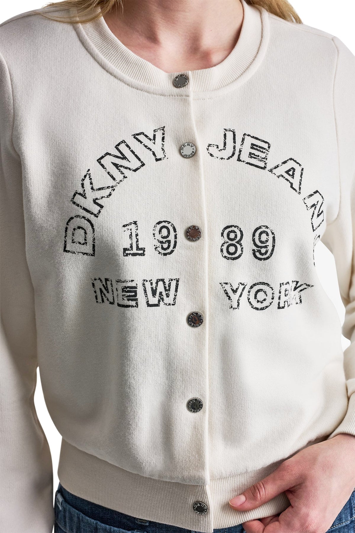 BUTTON FRONT SHRUNKEN LOGO JACKET Punch | DKNY