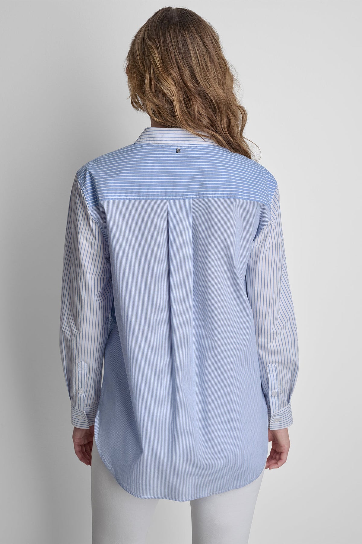POPLIN CLASSIC FIT SHIRT WITH MIXED STRIPES Blue Multi | DKNY