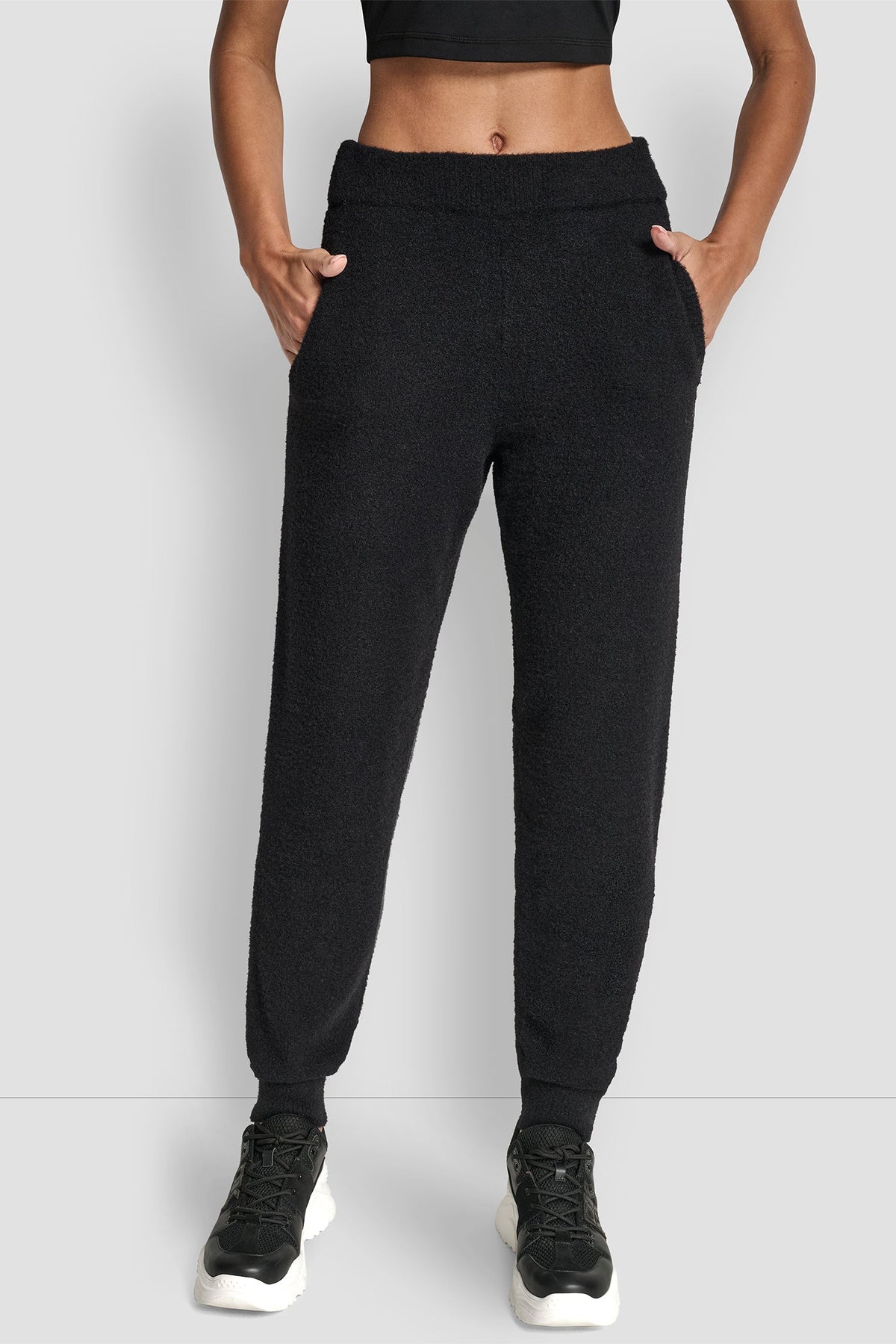 FEATHER YARN JOGGER WITH POCKETS AND TONAL LOGO EGGNOG | DKNY