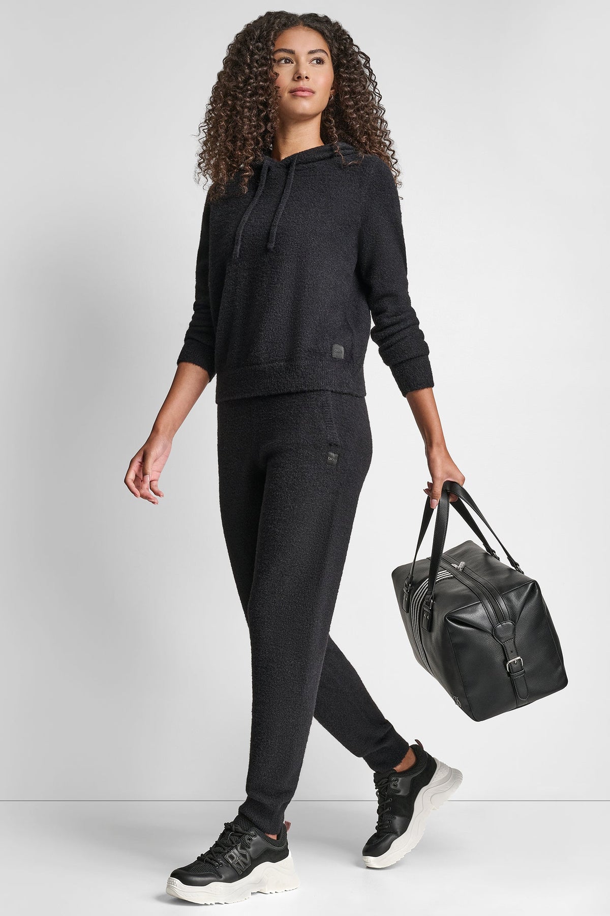FEATHER YARN JOGGER WITH POCKETS AND TONAL LOGO EGGNOG | DKNY