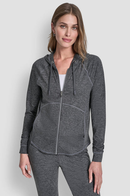 SPACE-DYED HOODED JACKET Black Space Dye | DKNY