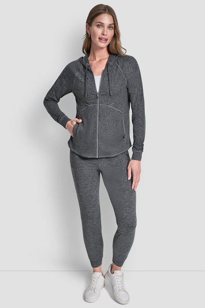 SPACE-DYED HOODED JACKET Black Space Dye | DKNY