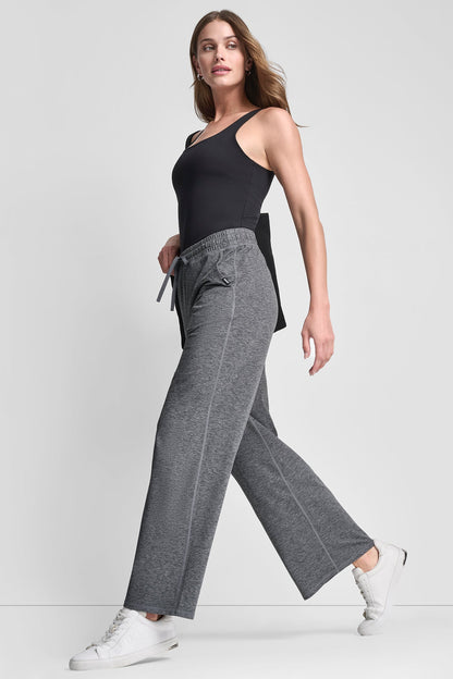 MID-RISE SPACEDYE WIDE-LEG PANT Black | DKNY